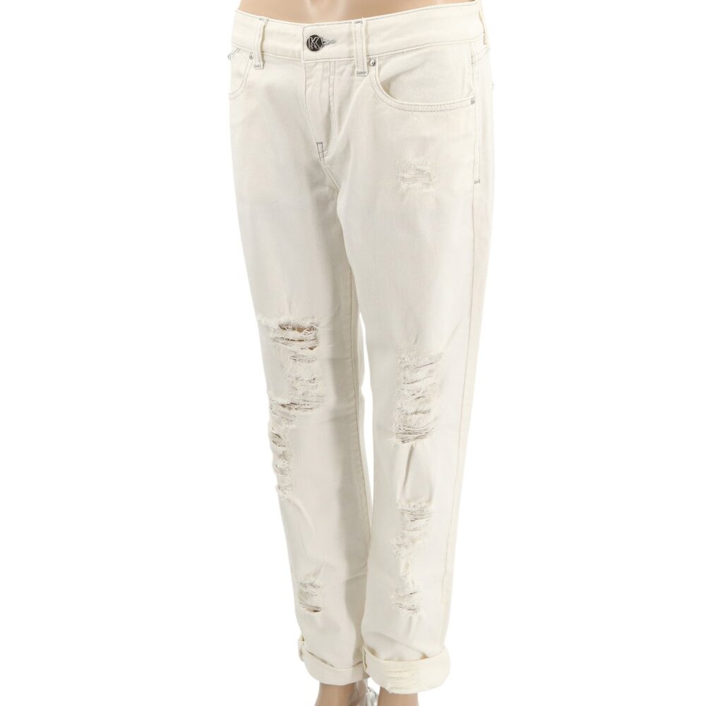 Karl Lagerfeld Women's White Distressed Cuffed Jeans - Retail $250 - NWOT
